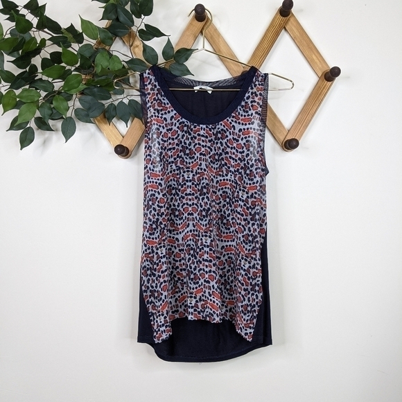 Reiss Semi Sheer Printed Sleeveless Tank Top Blouse - Picture 2 of 9
